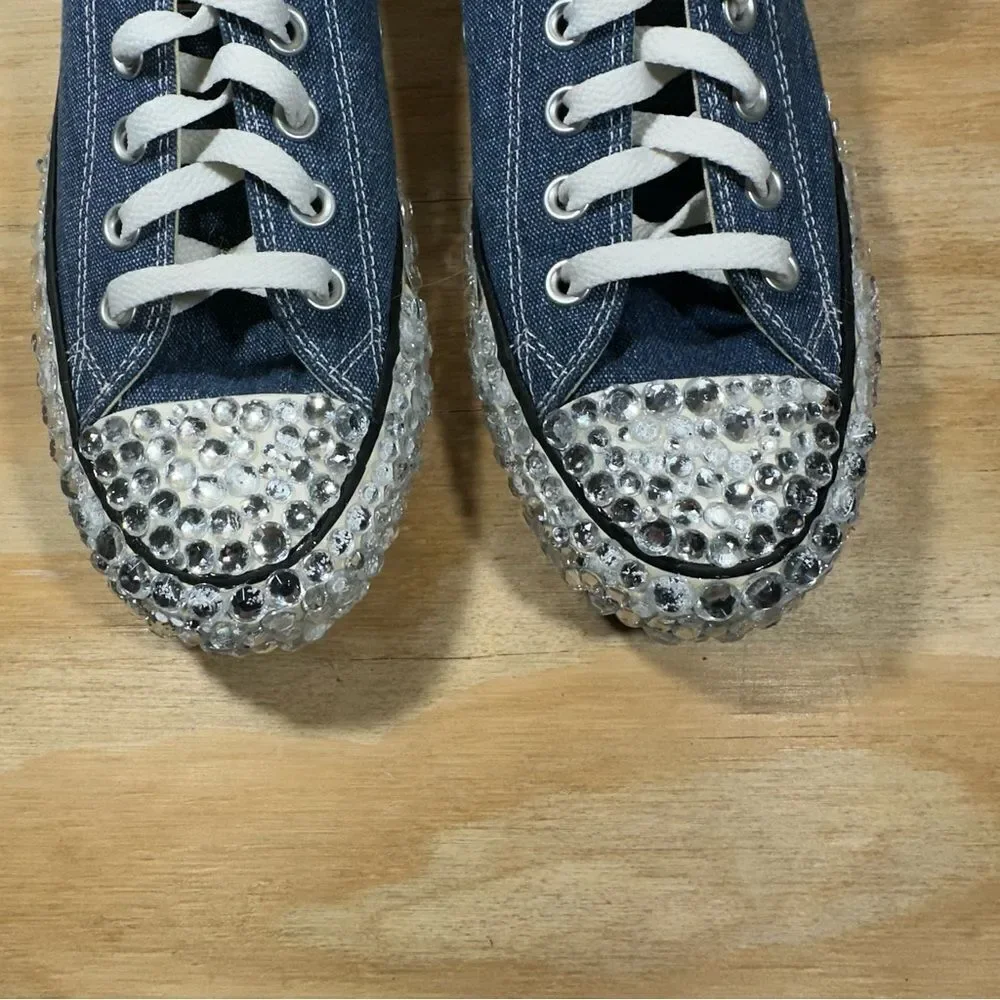Converse Bedazzled Denim Canvas Sneakers Women’s Size 8 - Picture 5 of 9